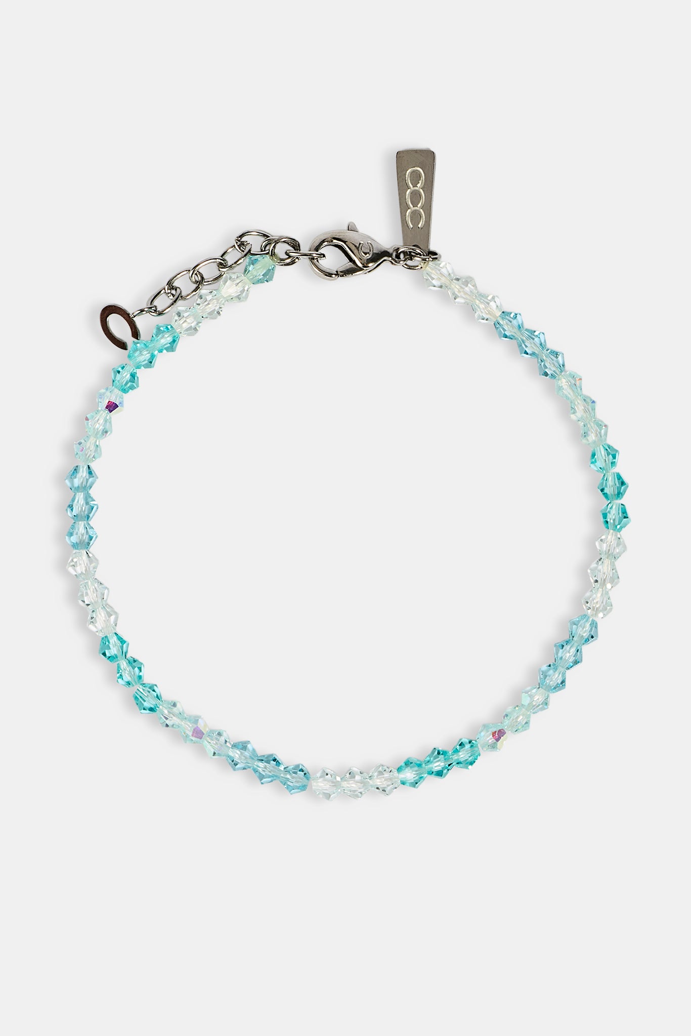 Blue Multi Glass Bead Bracelet - 4mm - White